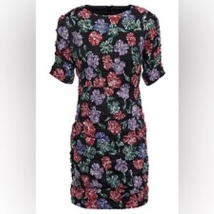 Maje Sequin Floral Black Dress